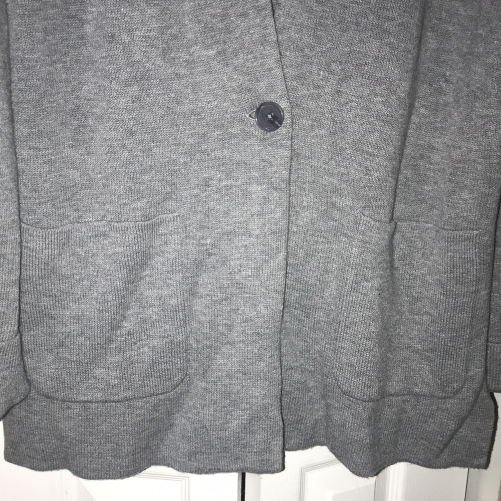 Talbots Light Gray Button-Front Long Cardigan Jacket - Picture 5 of 6